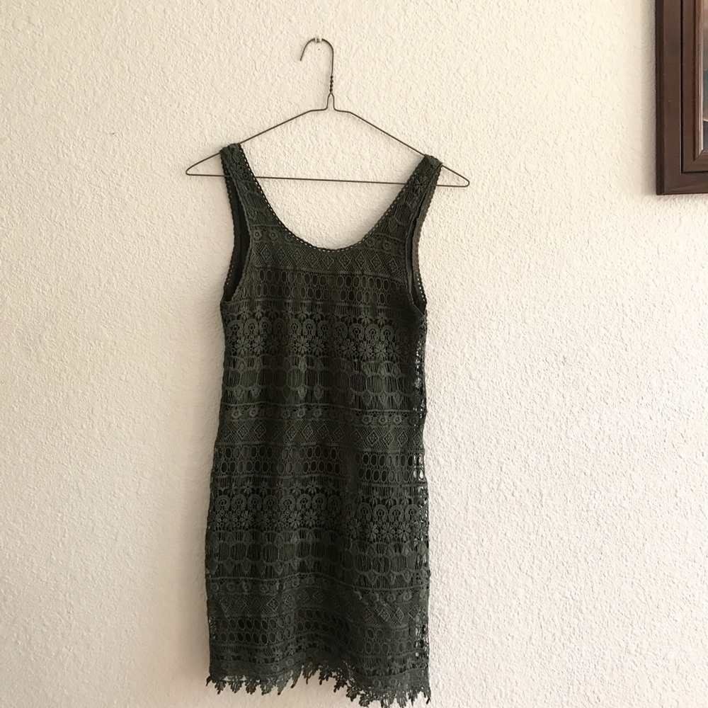 Olive green lace dress